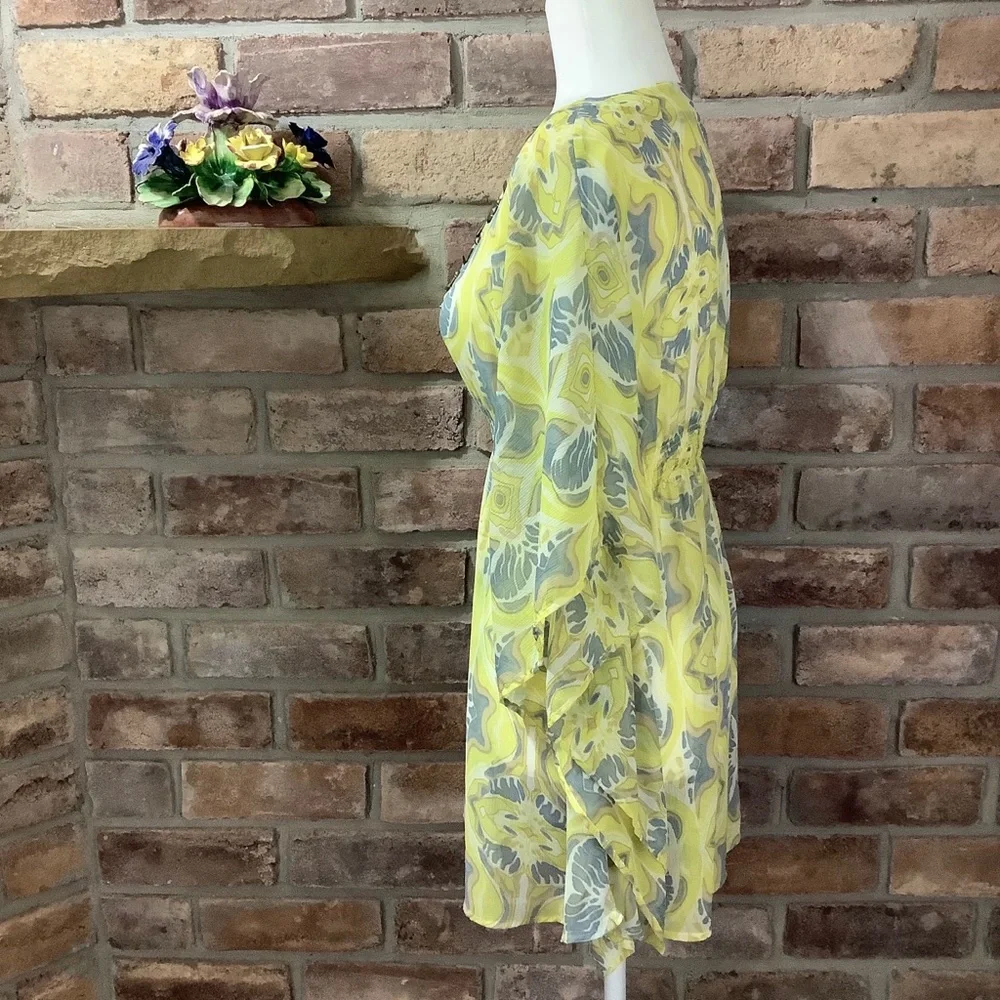 NEW YORK & COMPANY Sheer Butterfly Print Embellished Top 164
